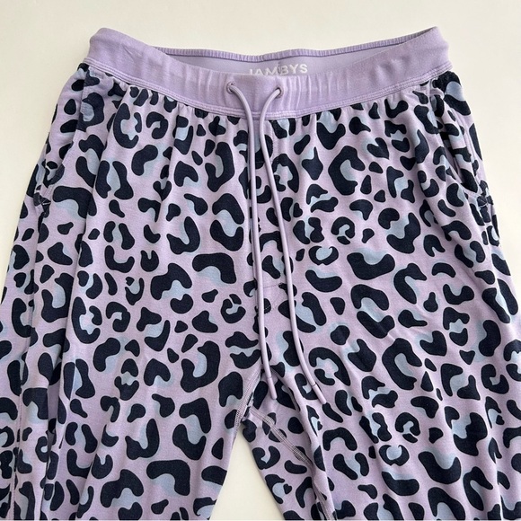 Jambys Pajama Set Lavender Leopard Long Sleeve Crew Top & Pants Unisex Medium - Picture 7 of 8